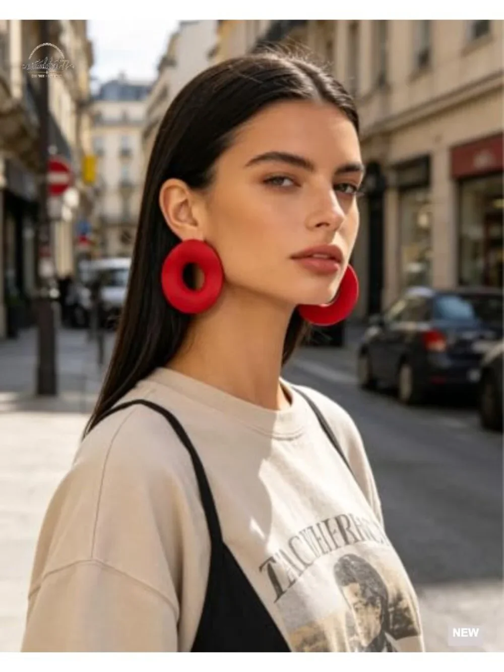 Retro Geometric Chunky Circle Drop Dangle Earrings Oversized Statement